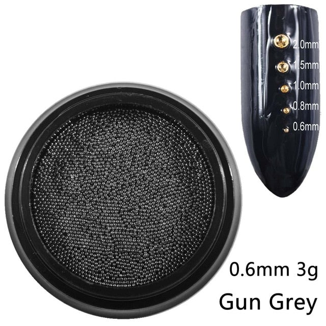 Beads for Nails Micro Metal Beads 0.6-2.0mm 3D Nail Studs Alloy Nail Jewelry Charms Supplies Art Decorations Steel Caviar Ball