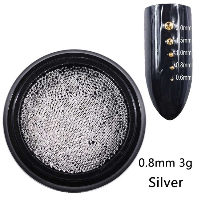 Beads for Nails Micro Metal Beads 0.6-2.0mm 3D Nail Studs Alloy Nail Jewelry Charms Supplies Art Decorations Steel Caviar Ball
