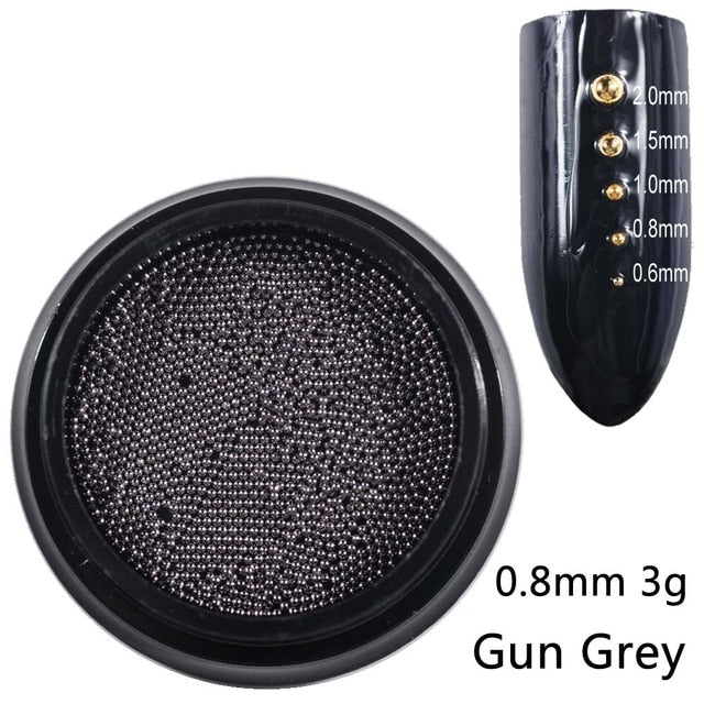 Beads for Nails Micro Metal Beads 0.6-2.0mm 3D Nail Studs Alloy Nail Jewelry Charms Supplies Art Decorations Steel Caviar Ball