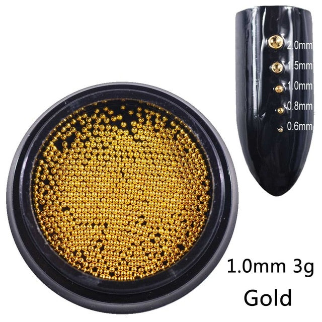 Beads for Nails Micro Metal Beads 0.6-2.0mm 3D Nail Studs Alloy Nail Jewelry Charms Supplies Art Decorations Steel Caviar Ball