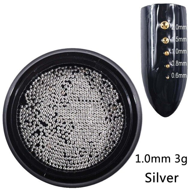 Beads for Nails Micro Metal Beads 0.6-2.0mm 3D Nail Studs Alloy Nail Jewelry Charms Supplies Art Decorations Steel Caviar Ball