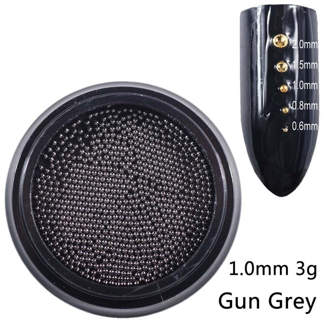 Beads for Nails Micro Metal Beads 0.6-2.0mm 3D Nail Studs Alloy Nail Jewelry Charms Supplies Art Decorations Steel Caviar Ball