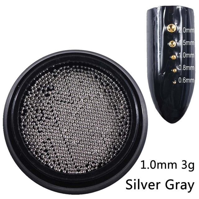 Beads for Nails Micro Metal Beads 0.6-2.0mm 3D Nail Studs Alloy Nail Jewelry Charms Supplies Art Decorations Steel Caviar Ball