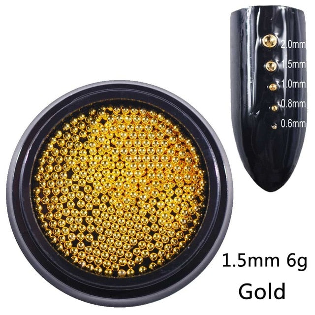 Beads for Nails Micro Metal Beads 0.6-2.0mm 3D Nail Studs Alloy Nail Jewelry Charms Supplies Art Decorations Steel Caviar Ball