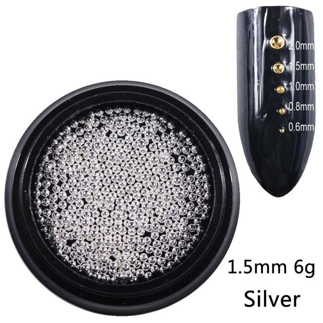 Beads for Nails Micro Metal Beads 0.6-2.0mm 3D Nail Studs Alloy Nail Jewelry Charms Supplies Art Decorations Steel Caviar Ball
