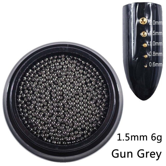 Beads for Nails Micro Metal Beads 0.6-2.0mm 3D Nail Studs Alloy Nail Jewelry Charms Supplies Art Decorations Steel Caviar Ball