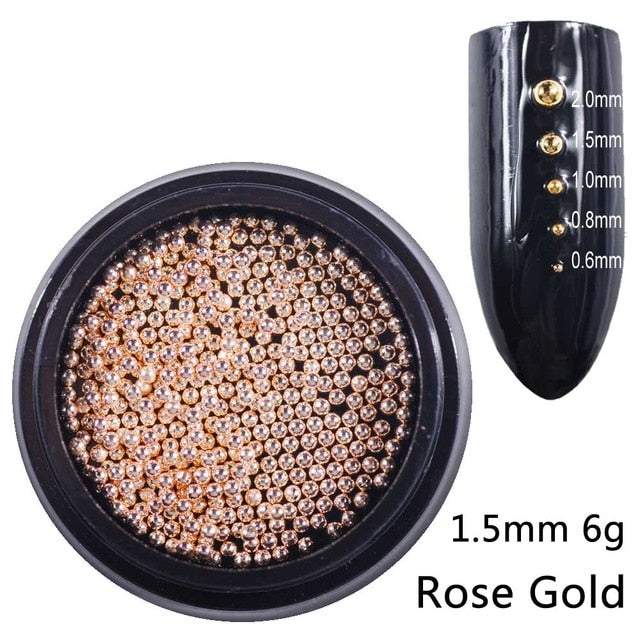Beads for Nails Micro Metal Beads 0.6-2.0mm 3D Nail Studs Alloy Nail Jewelry Charms Supplies Art Decorations Steel Caviar Ball