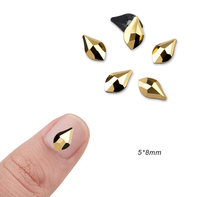 20pcs Aurum Crystals Nail Diamond Stone Strass Gold Retro Design Glass Rhinestones For 3D Nails Art Decorations Supplies Jewelry