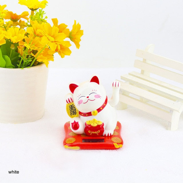 chinese Lucky Wealth Waving Cat Gold Waving Hand Cat Home Decor Welcome Waving Cat sculpture statue decor Car Ornament