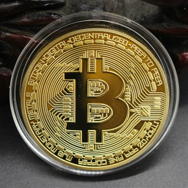 Gold Bitcoin Commemorative Round Collectors Coin Bit Coin is Gold Plated Coins
