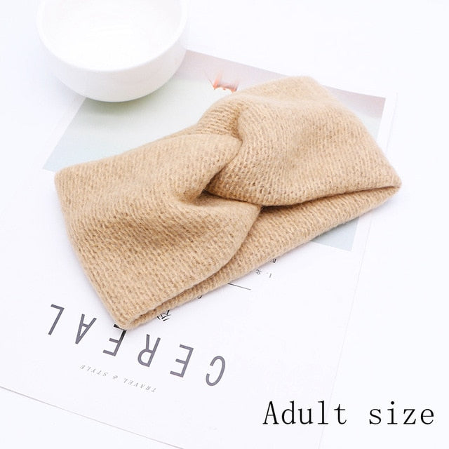 Baby Headband Women Girl Twisted Hair Band Kids Woolen Headwrap Mommy and Me Headbands Toddler Spring Turban Hair Accessories