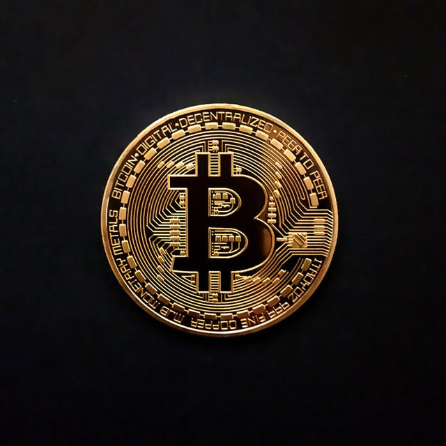 1pcs Gold Plated Bitcoin Coin Collectible Art Collection Gift Physical commemorative Casascius Bit BTC Metal Antique Imitation