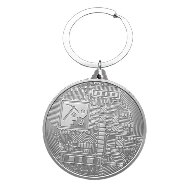 Gold Plated Bitcoin Coin Key Ring Collectible Gift Casascius Bit Coin BTC Coin Art Collection Physical Commemorative Key Chain