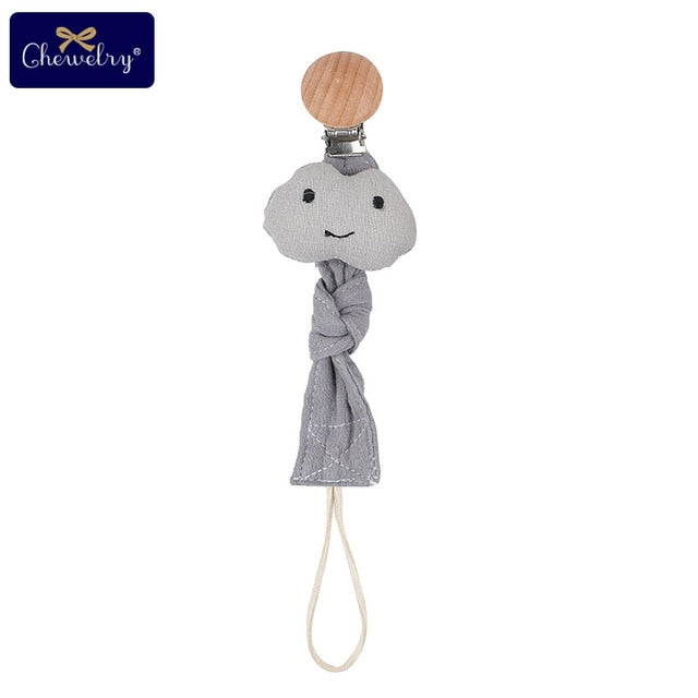 1pc Baby Dummy Pacifier Chain Clip Cotton Cloth Plush Dolls Animal Wood Rodent Nipples Holder Newborn Toys Teether Accessories