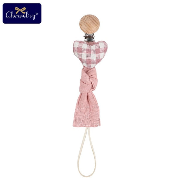 1pc Baby Dummy Pacifier Chain Clip Cotton Cloth Plush Dolls Animal Wood Rodent Nipples Holder Newborn Toys Teether Accessories