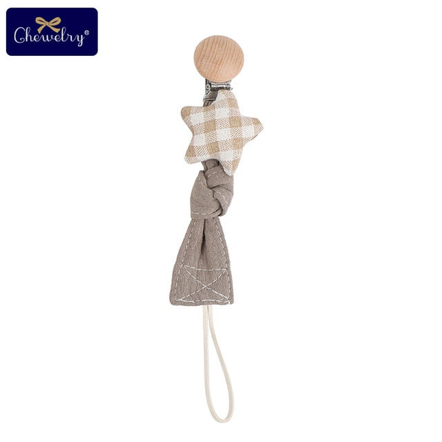 1pc Baby Dummy Pacifier Chain Clip Cotton Cloth Plush Dolls Animal Wood Rodent Nipples Holder Newborn Toys Teether Accessories