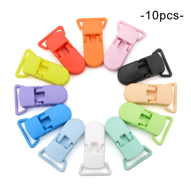 LOFCA 10pcs Baby Pacifier Clips Solid Plastic Pacifier Clips Soother Holder Infant Pacifier Nipples Holder Multi Color Clamp Toy