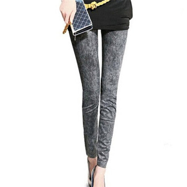 Women Leggings Denim Jeans Pants With Pocket Slim Leggings Women Fitness Blue Black Leggins