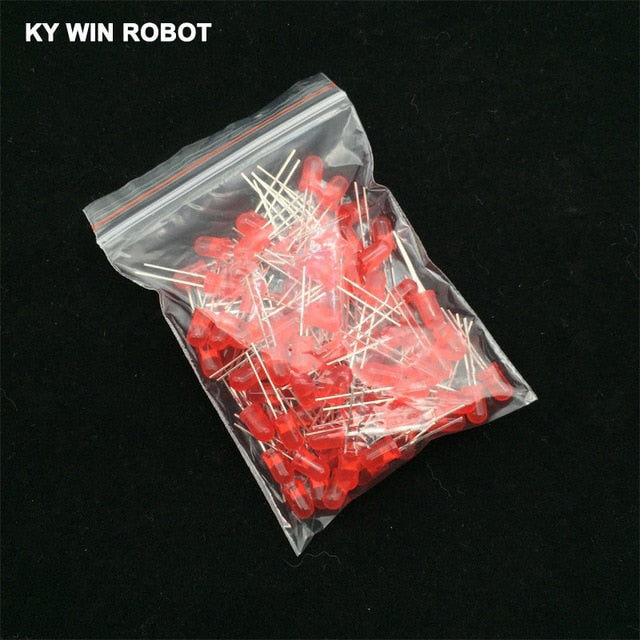 100pcs 5mm LED Diode 5 mm Assorted Kit White Green Red Blue Yellow Orange Pink Purple Warm white DIY Light Emitting Diode