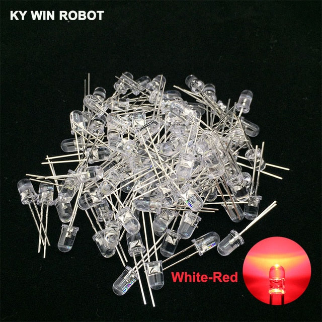100pcs 5mm LED Diode 5 mm Assorted Kit White Green Red Blue Yellow Orange Pink Purple Warm white DIY Light Emitting Diode