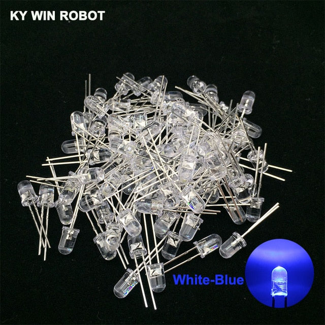 100pcs 5mm LED Diode 5 mm Assorted Kit White Green Red Blue Yellow Orange Pink Purple Warm white DIY Light Emitting Diode