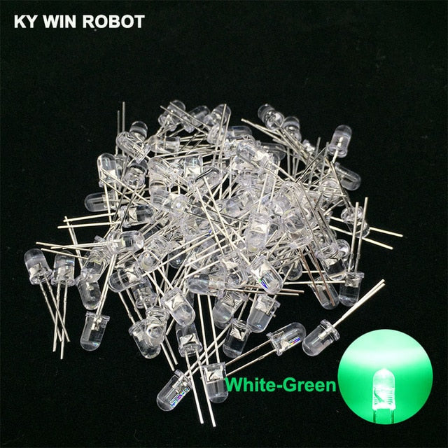 100pcs 5mm LED Diode 5 mm Assorted Kit White Green Red Blue Yellow Orange Pink Purple Warm white DIY Light Emitting Diode