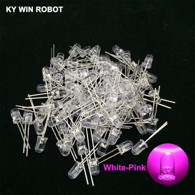 100pcs 5mm LED Diode 5 mm Assorted Kit White Green Red Blue Yellow Orange Pink Purple Warm white DIY Light Emitting Diode