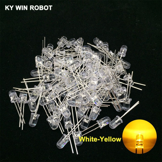 100pcs 5mm LED Diode 5 mm Assorted Kit White Green Red Blue Yellow Orange Pink Purple Warm white DIY Light Emitting Diode