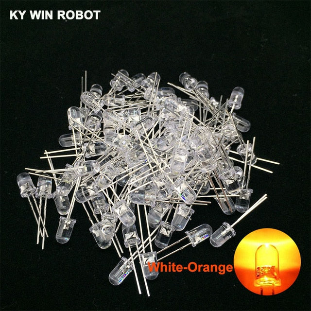 100pcs 5mm LED Diode 5 mm Assorted Kit White Green Red Blue Yellow Orange Pink Purple Warm white DIY Light Emitting Diode