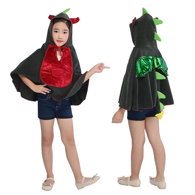 Child Jurassic World Dino Costume Fleece Pterosaur Dinosaur Cape Short Cloak Halloween Devil Costume for Kids Ship from USA