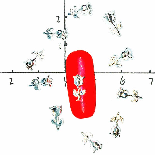 10Pcs Silver Gold Tulips Flowers Nail Art Decorations 3d Charms Nails Accessoires Kawaii Bling Studs Spring Rose Nailart Supply