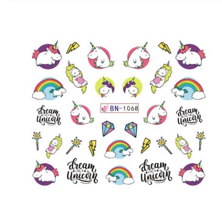 1sheet Unicorn Nail Art Stickers Temporary Stickers Unicornio Art Sticker Unicorn Party DIY Party Supplies Wedding Decoration-S