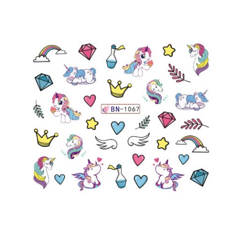 1sheet Unicorn Nail Art Stickers Temporary Stickers Unicornio Art Sticker Unicorn Party DIY Party Supplies Wedding Decoration-S