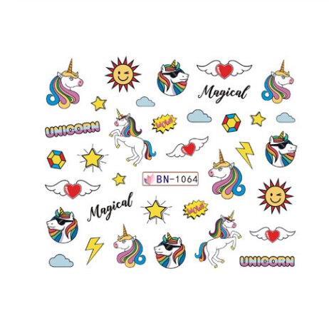 1sheet Unicorn Nail Art Stickers Temporary Stickers Unicornio Art Sticker Unicorn Party DIY Party Supplies Wedding Decoration-S