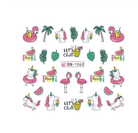 1sheet Unicorn Nail Art Stickers Temporary Stickers Unicornio Art Sticker Unicorn Party DIY Party Supplies Wedding Decoration-S