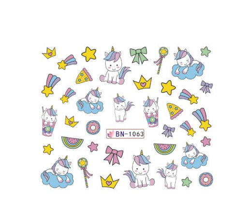 1sheet Unicorn Nail Art Stickers Temporary Stickers Unicornio Art Sticker Unicorn Party DIY Party Supplies Wedding Decoration-S