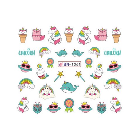 1sheet Unicorn Nail Art Stickers Temporary Stickers Unicornio Art Sticker Unicorn Party DIY Party Supplies Wedding Decoration-S