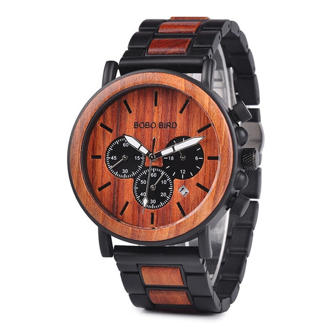 BOBOBIRD Luxury Business Watch Men Wooden Stopwatch Date Display Chronograph Wrist watches relogio masculino Ship From USA