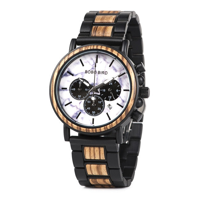 BOBOBIRD Luxury Business Watch Men Wooden Stopwatch Date Display Chronograph Wrist watches relogio masculino Ship From USA