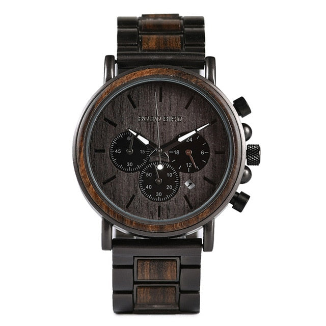 BOBOBIRD Luxury Business Watch Men Wooden Stopwatch Date Display Chronograph Wrist watches relogio masculino Ship From USA