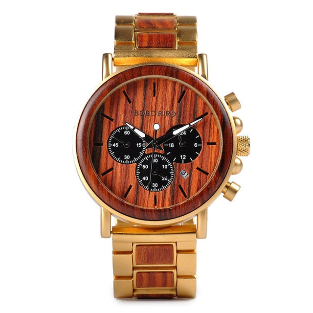 BOBOBIRD Luxury Business Watch Men Wooden Stopwatch Date Display Chronograph Wrist watches relogio masculino Ship From USA