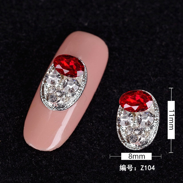 10PCS Hollow Oval Rhinestones Pearl Charms Beauty Glitter Nails Charms Jewelry Accessories Metal for 3D Nail Art Decoration Hot