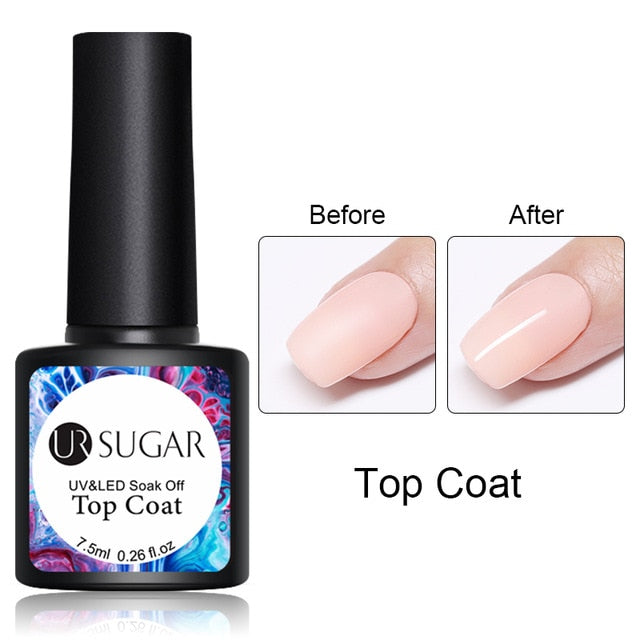 UR SUGAR 7.5ml No Wipe Base Top Coat Color Gel Nail Polish Matte UV Top Coat UV LED Soak Off Nail Art Gel Varnish for Manicures
