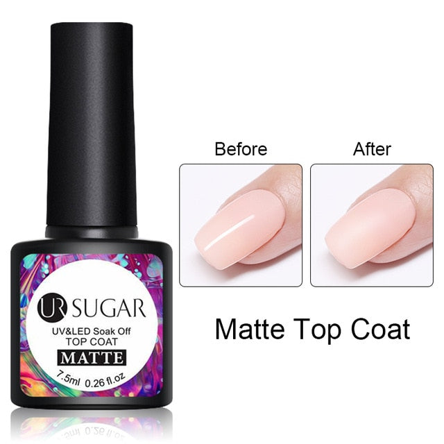UR SUGAR 7.5ml No Wipe Base Top Coat Color Gel Nail Polish Matte UV Top Coat UV LED Soak Off Nail Art Gel Varnish for Manicures