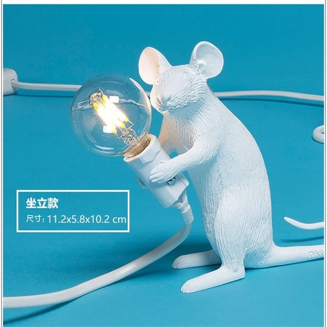 SELETTI Modern Resin Mouse Table Lamp LED E12 mouse Table Lamps Desk Nordic Kids' Room Decor LED Night Lights EU/AU/US/UK Plug