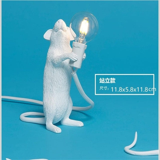 SELETTI Modern Resin Mouse Table Lamp LED E12 mouse Table Lamps Desk Nordic Kids' Room Decor LED Night Lights EU/AU/US/UK Plug