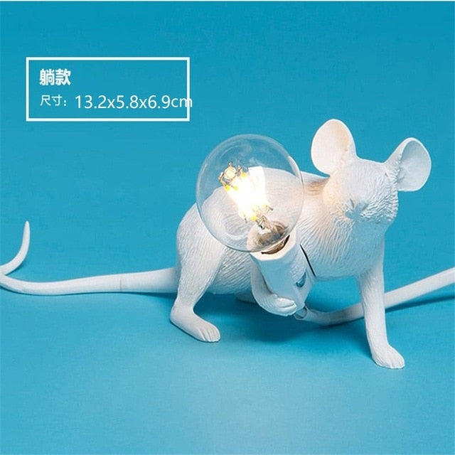 SELETTI Modern Resin Mouse Table Lamp LED E12 mouse Table Lamps Desk Nordic Kids' Room Decor LED Night Lights EU/AU/US/UK Plug