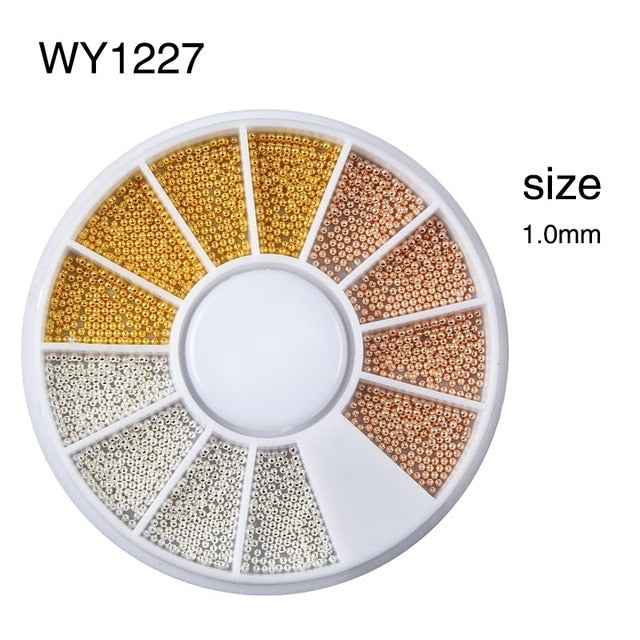 3D Metal Nail Art Charm Stainless Steel Caviar Beads Nail Decoration Gold Silver Rose Gold Black Bead Nail Stud Manicure DIY