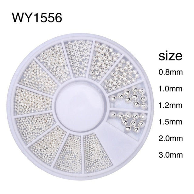 3D Metal Nail Art Charm Stainless Steel Caviar Beads Nail Decoration Gold Silver Rose Gold Black Bead Nail Stud Manicure DIY