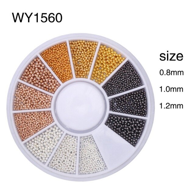 3D Metal Nail Art Charm Stainless Steel Caviar Beads Nail Decoration Gold Silver Rose Gold Black Bead Nail Stud Manicure DIY